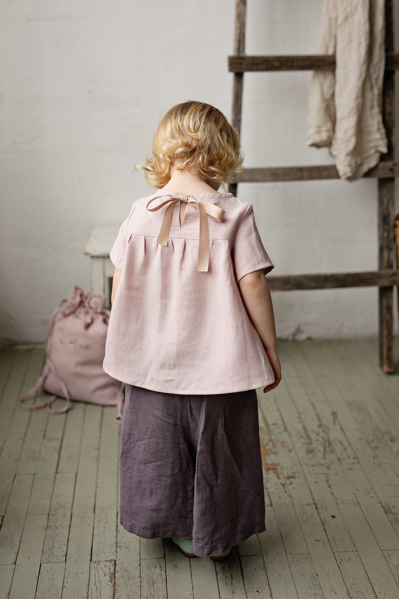 Baby Pink Short Sleeve Linen Tunic