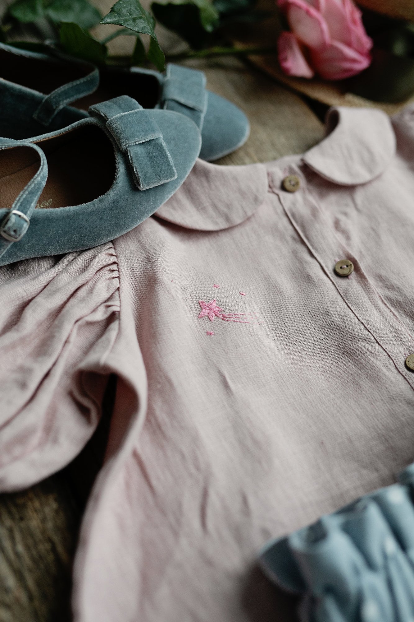 Baby Pink Short Sleeve Linen Tunic Dress
