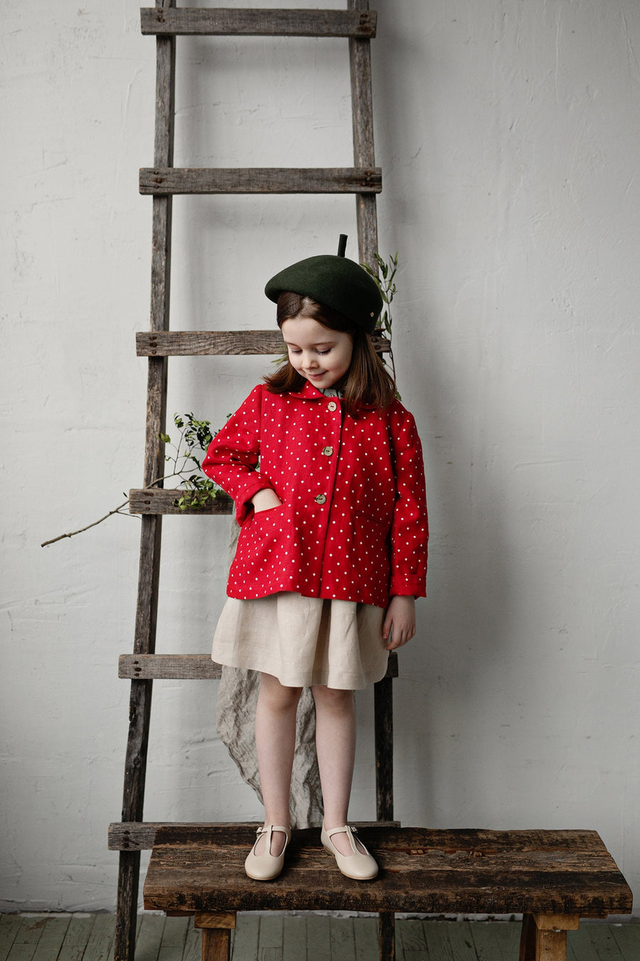 Red Polka Dot Festive Peter Pan Collar Jacket