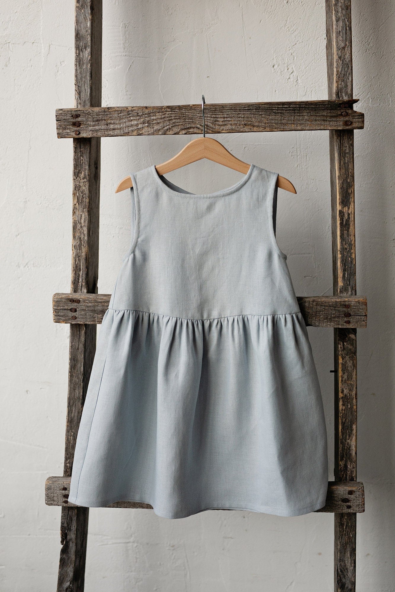 Sky Blue Smock Linen Dress