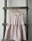 Pink Polka Dot Festive Smock Linen Dress
