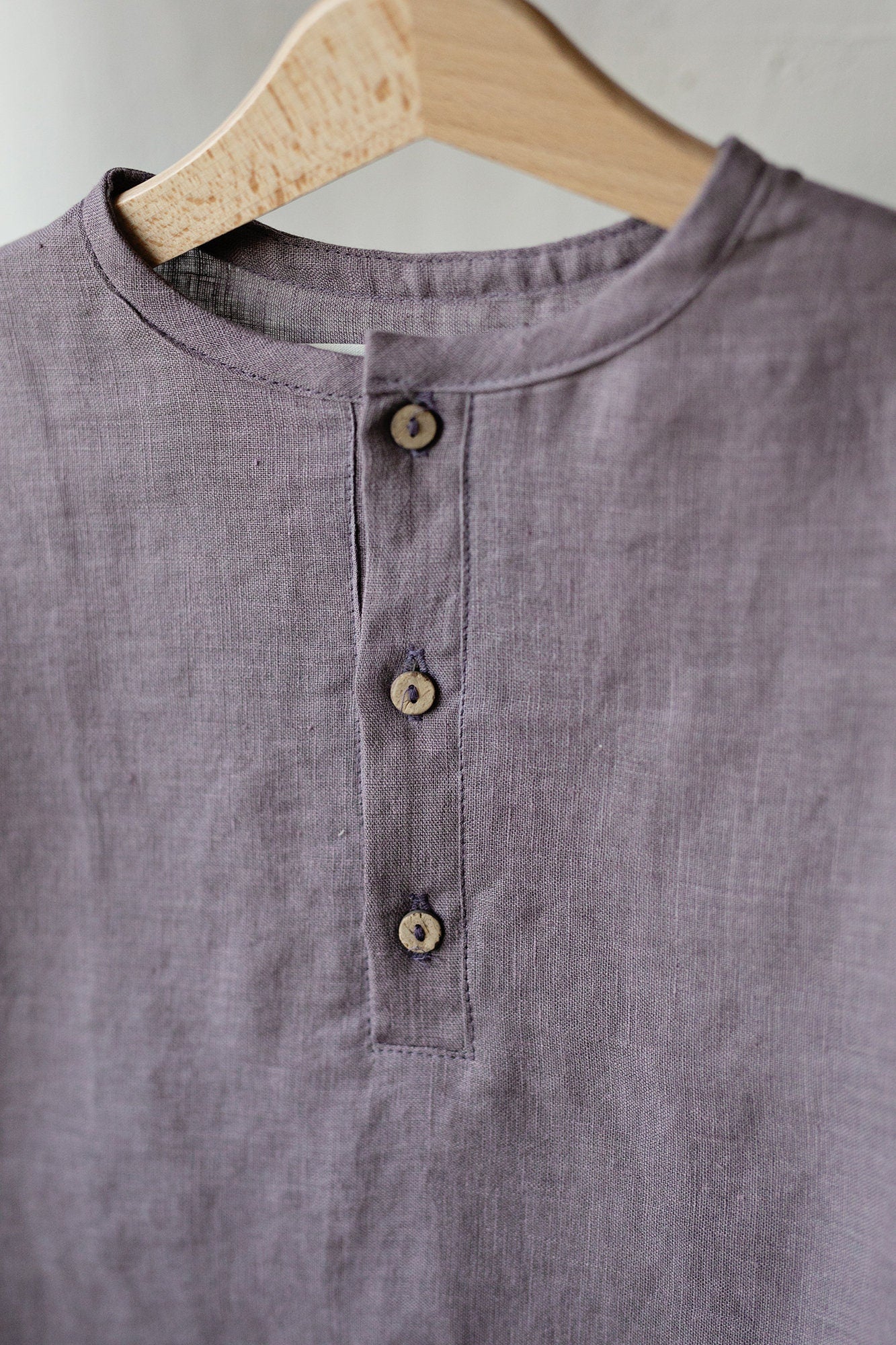 Mauve Short Sleeve Button Linen Shirt