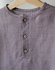 Mauve Short Sleeve Button Linen Shirt