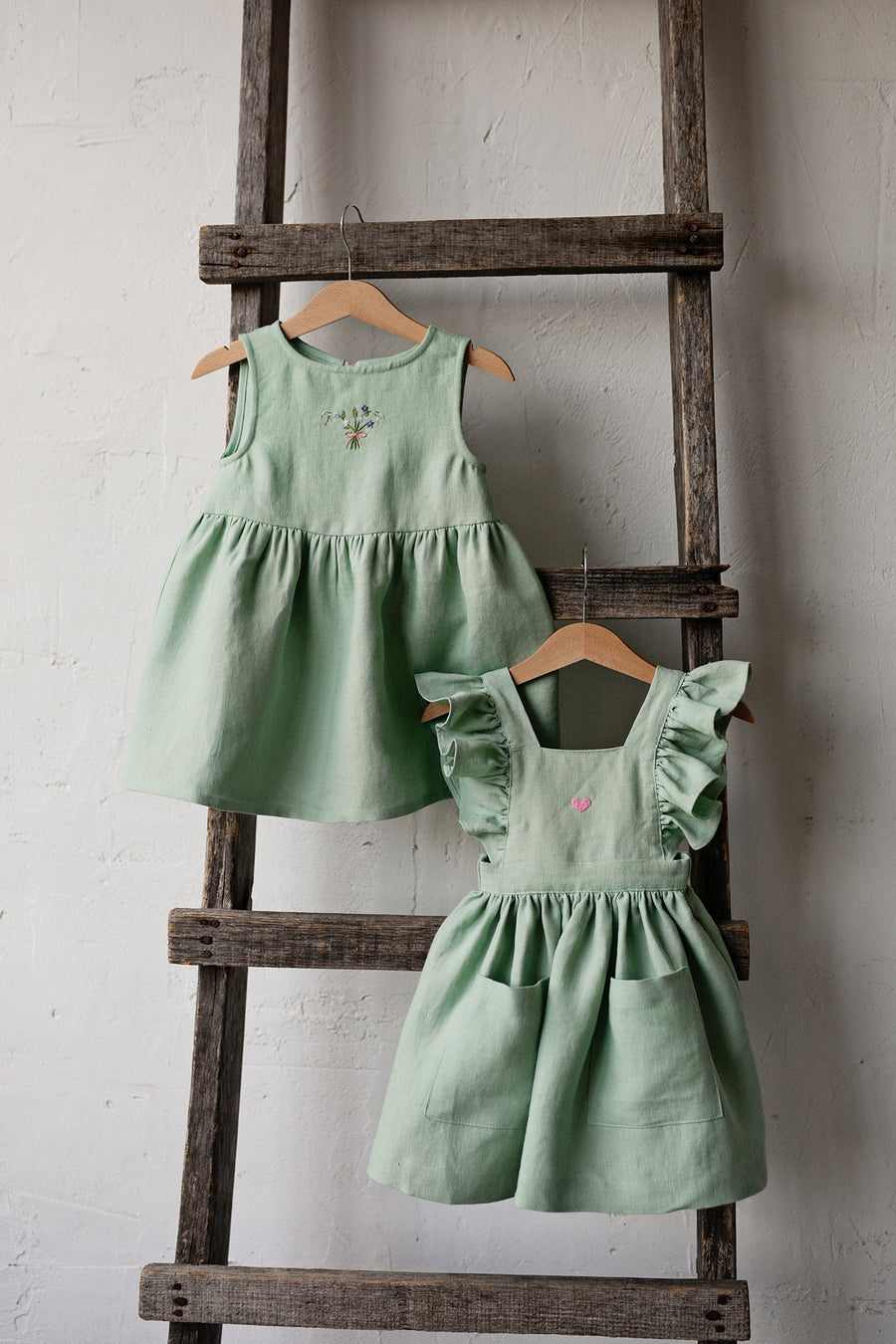 Green Tea Cross Back Pinafore with Wings