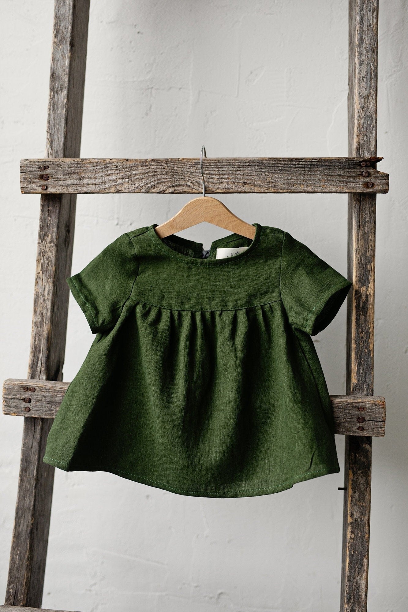 Forest Green Short Sleeve Linen Tunic