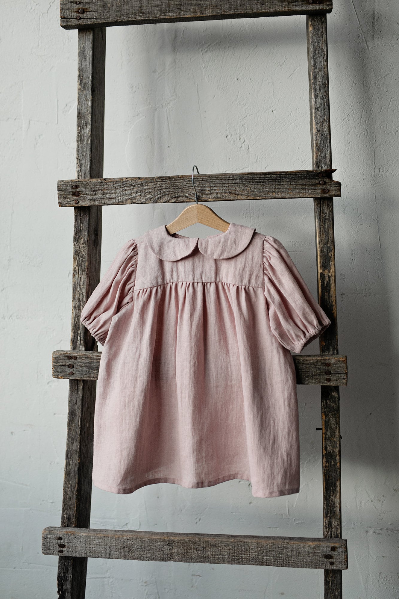 Baby Pink Short Sleeve Linen Tunic Dress allthebeautifullinen Baby Pink Short Sleeve Linen Tunic Dress allthebeautifullinen