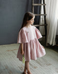 Baby Pink Exclusive Flower Linen Dress