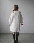 White Short Kimono Linen Dress