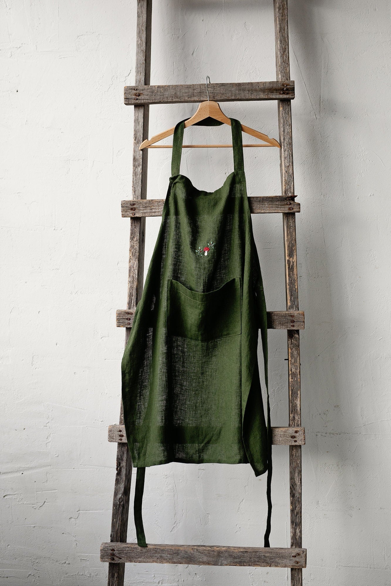 Forest Green Traditional Linen Apron