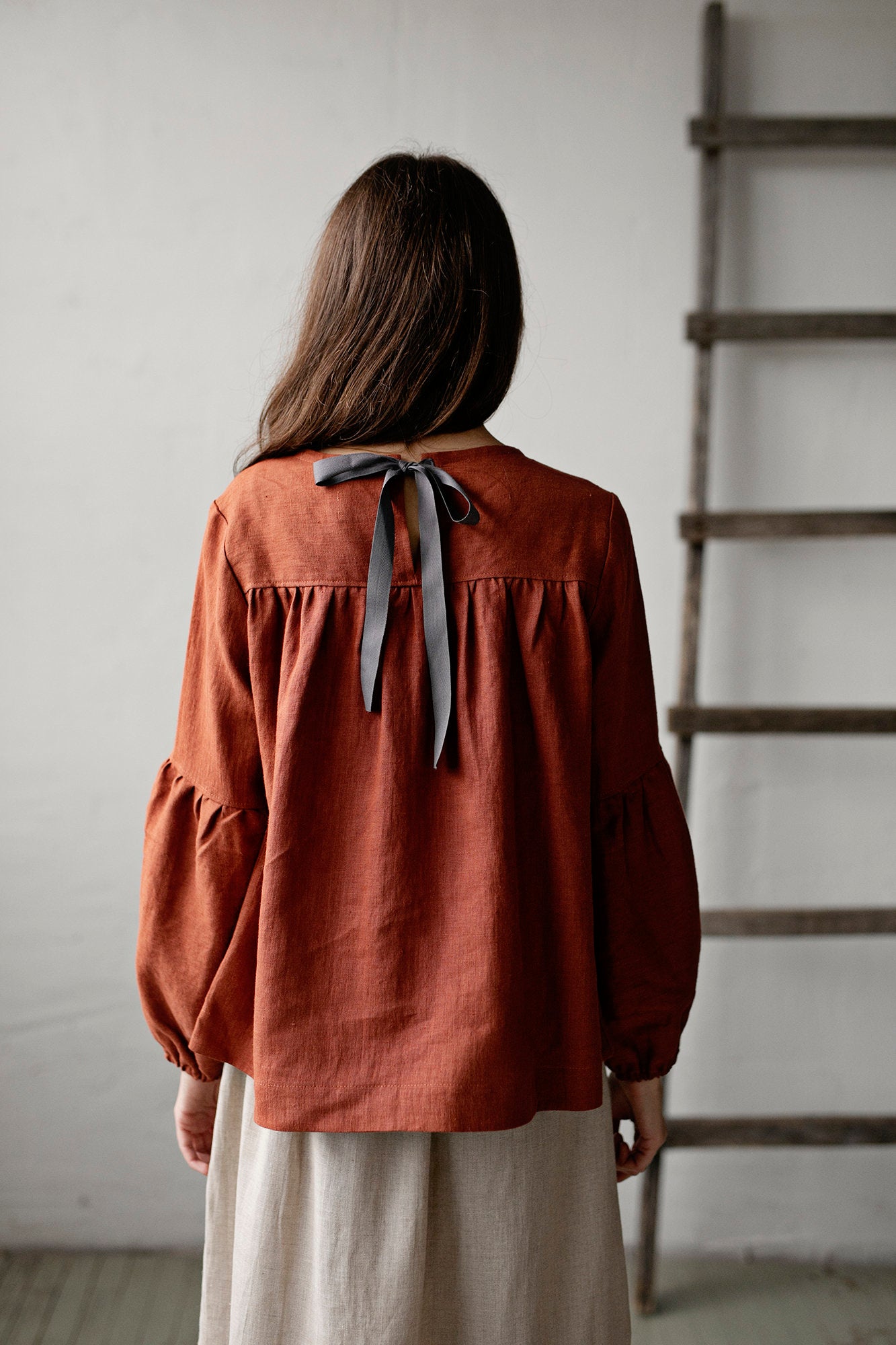 Rust Victorian Linen Tunic