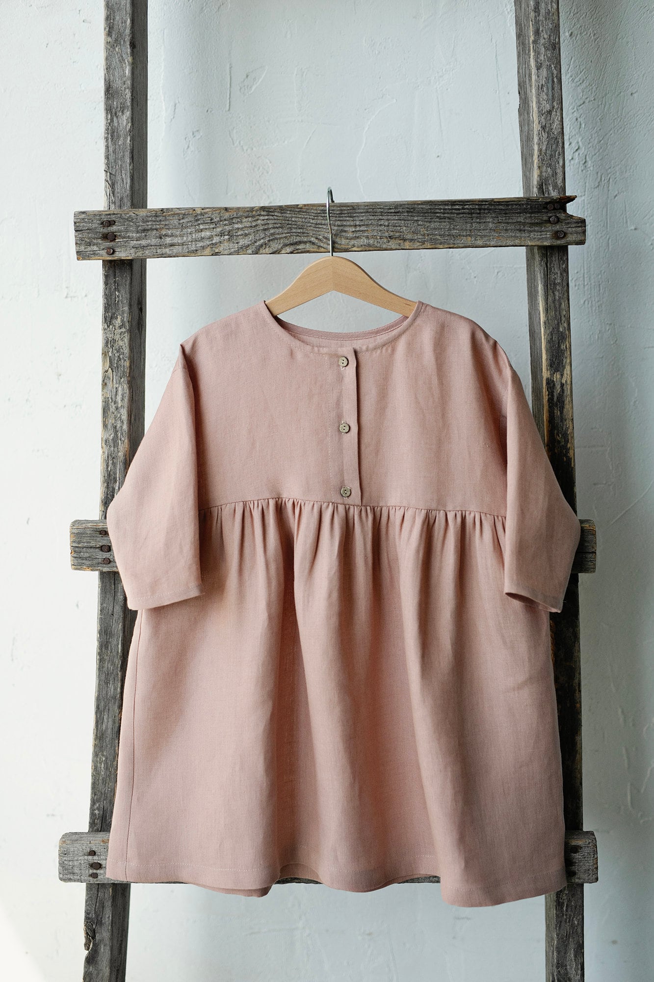 Dusty Rose Anemone Linen Dress