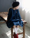 Navy Blue Anemone Linen Dress