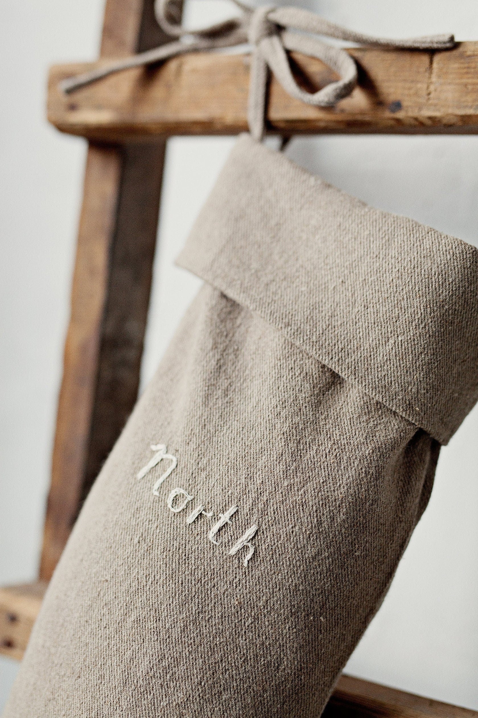 Natural Exclusive Linen Christmas Stocking
