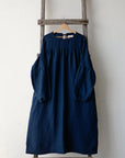 Navy Blue Victorian Linen Dress