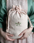 Mistletoe Pouch Linen Bag