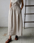 Natural Classic Long Linen Skirt