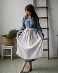 Fog Grey Apple Linen Apron