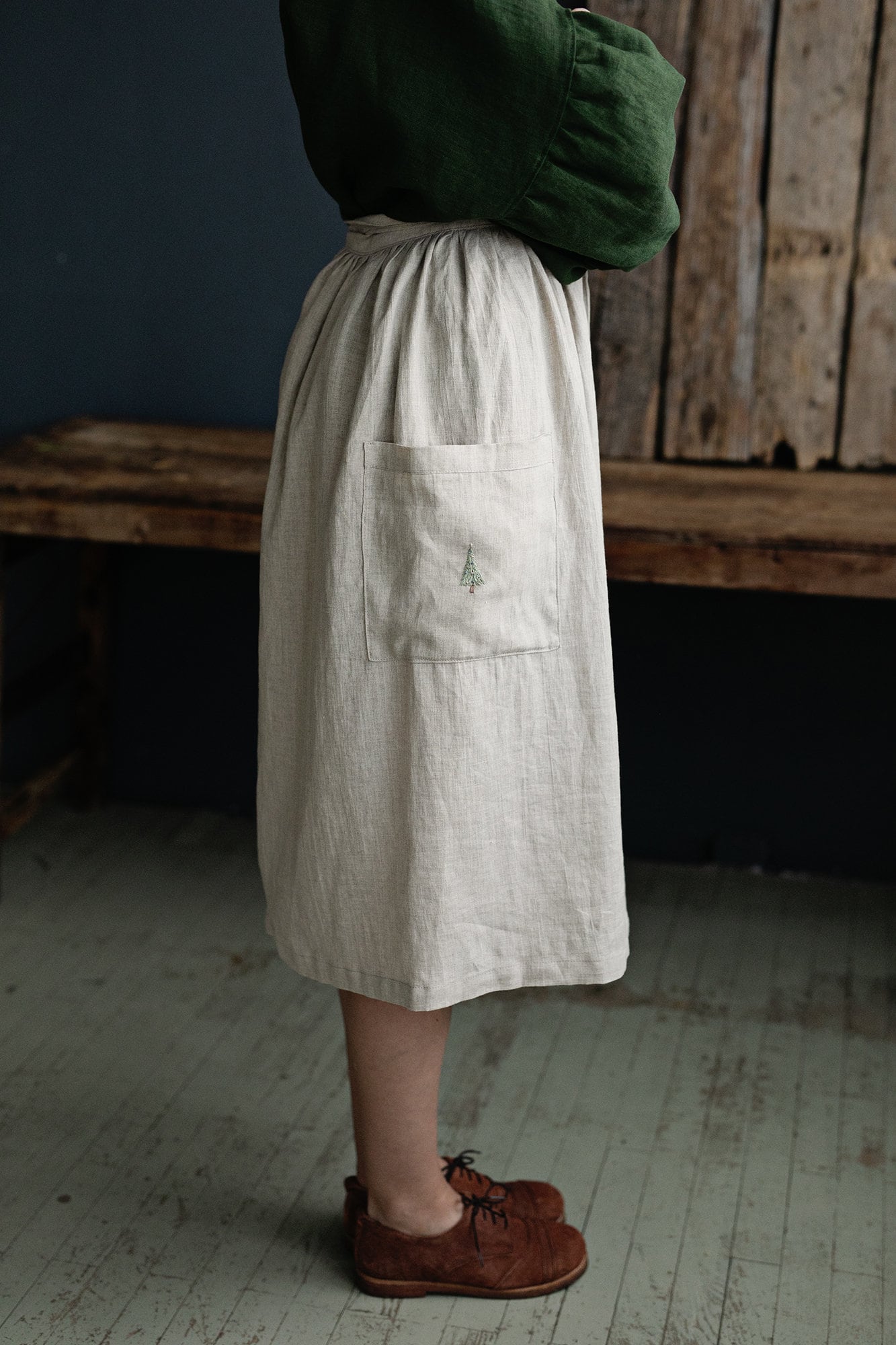 Natural Christmas Linen Apron Skirt