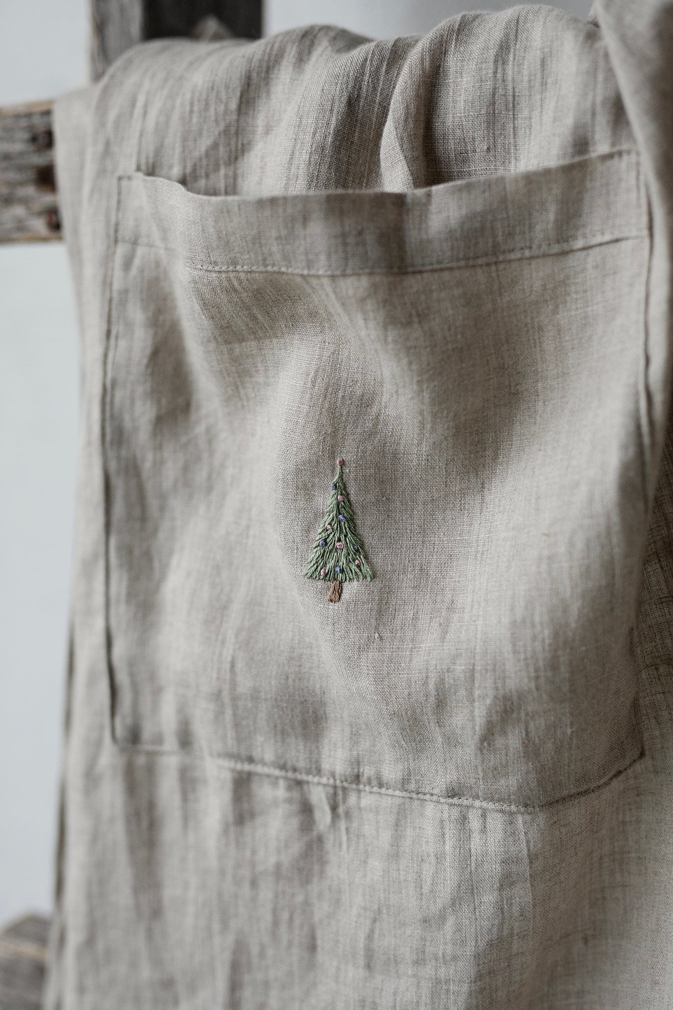 Natural Christmas Linen Apron Skirt