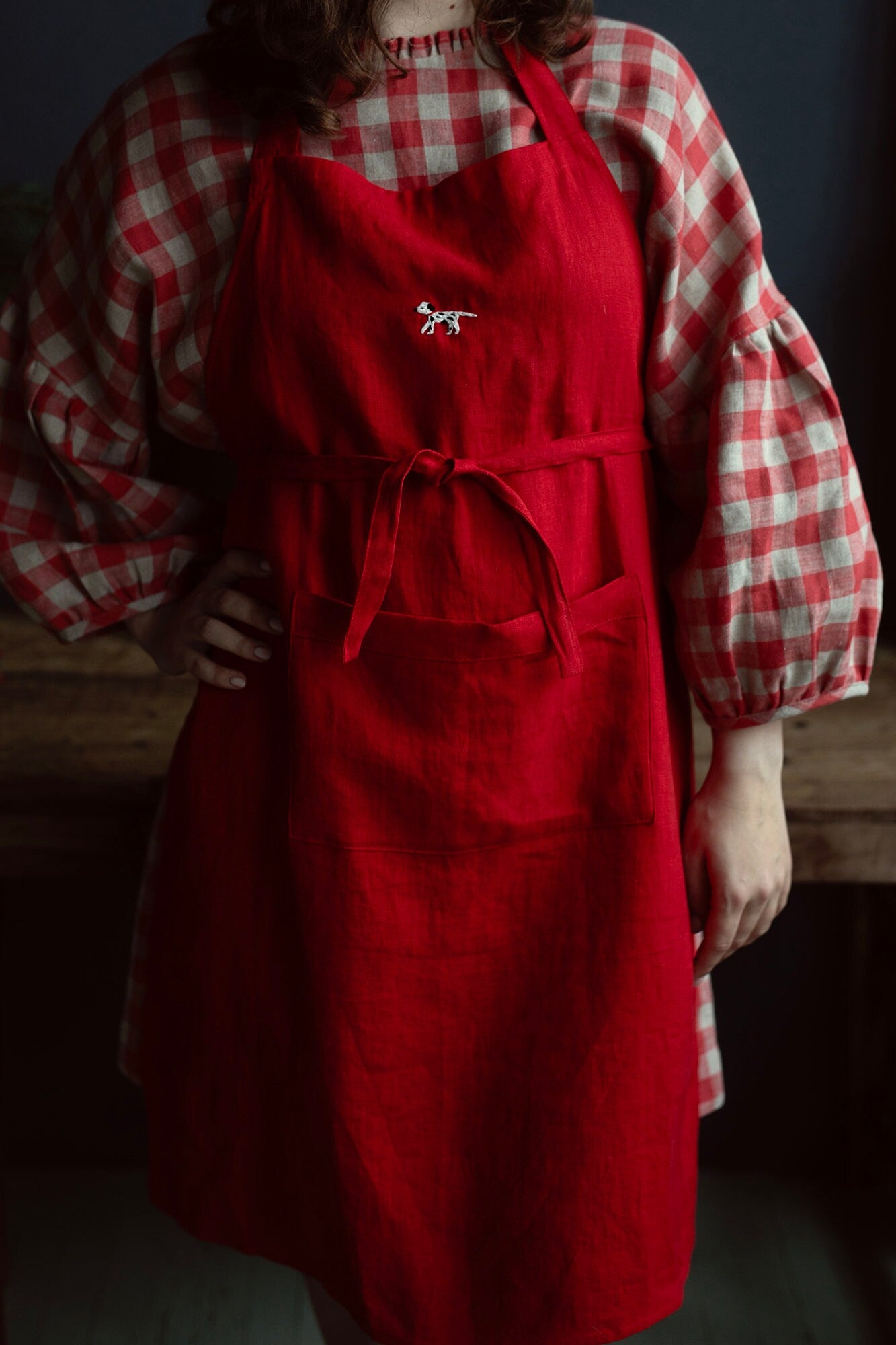 Strawberry Traditional Linen Apron