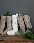 White Linen Christmas Stocking