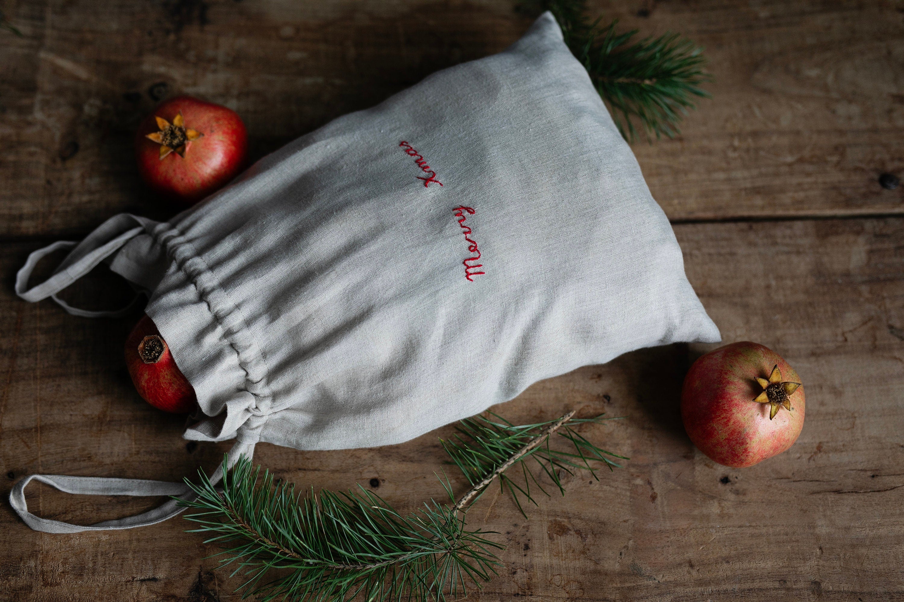 Merry Xmas Pouch Linen Bag