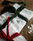 Set of 2 Snow White Linen Napkin Gift Wrap