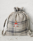 Rabbit on Mushrooms Festive Pouch Linen Bag