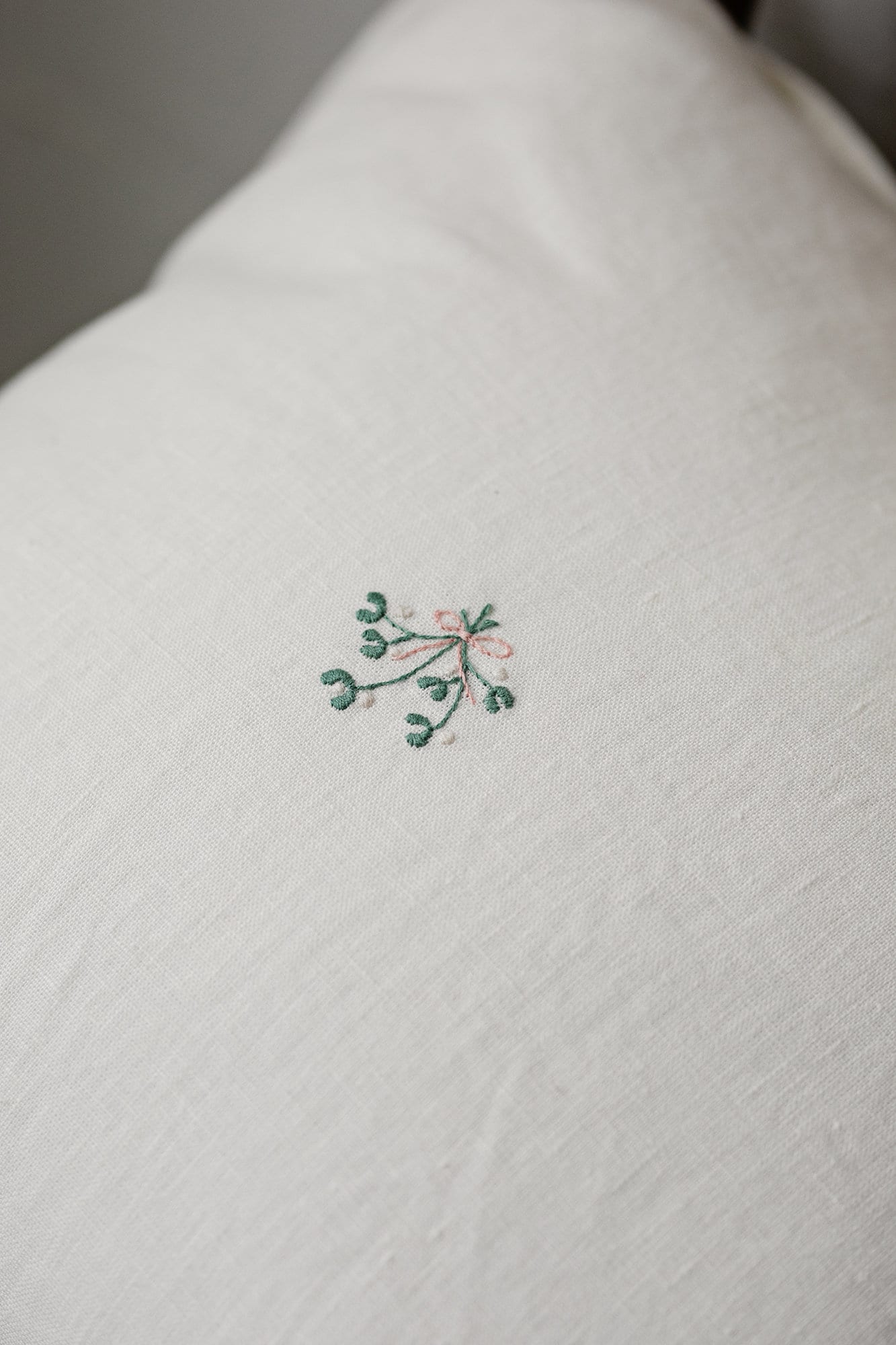 White Christmas Linen Pillowcase