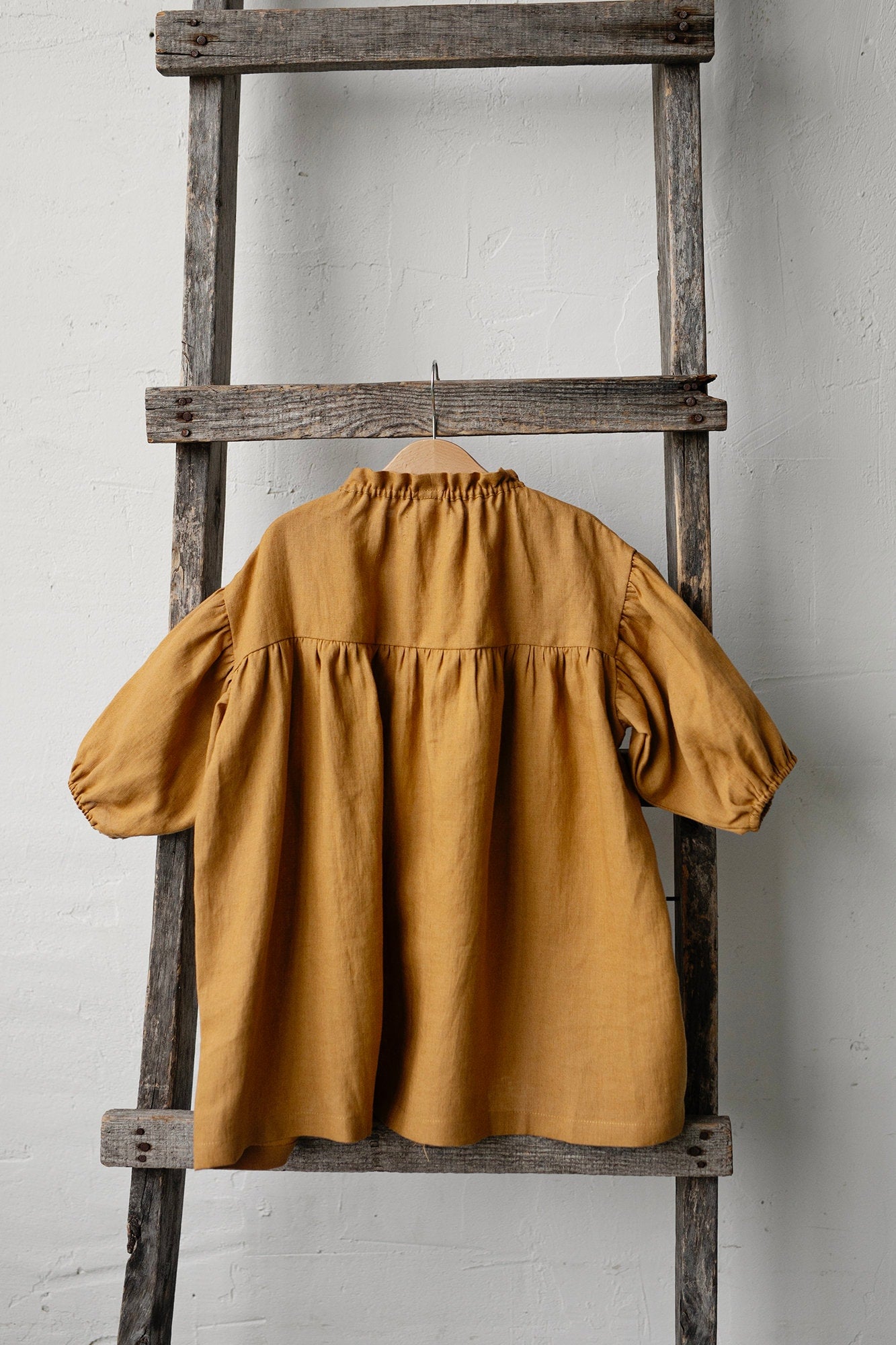 Mustard Parachute Linen Dress