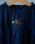 Navy Blue Parachute Linen Dress