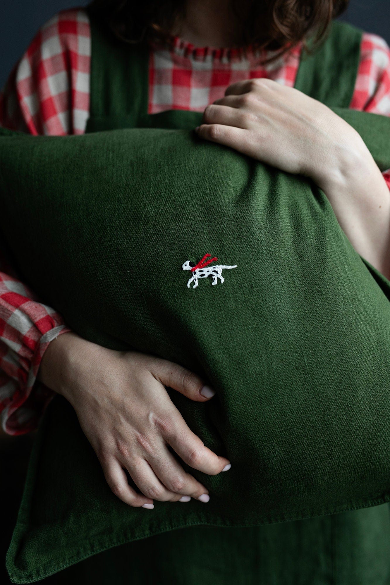 Forest Green Christmas Linen Pillowcase